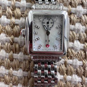Michele Deco Mid Stainless Diamond Dial Watch